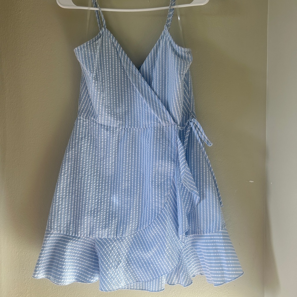 Speechless Blue and White Striped Mini Dress